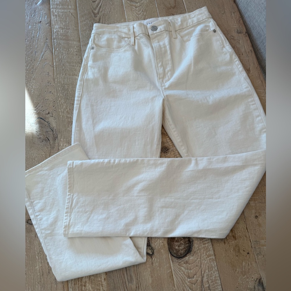 Frame Women's Cream Le Super High Straight Jeans 10